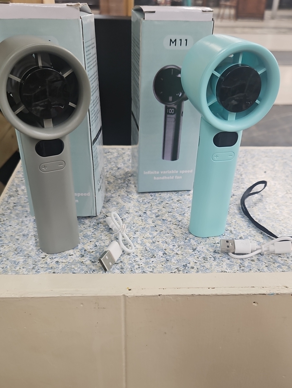 M11 Portable Handheld Fan - Mint Blue | Compact Rechargeable Personal Fan